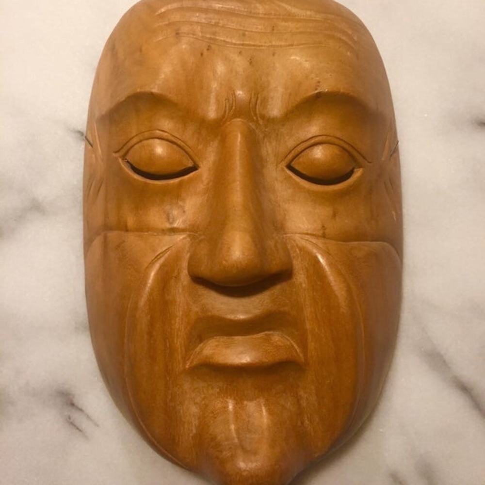 Wooden Mask Wall Hanging - Hand carved